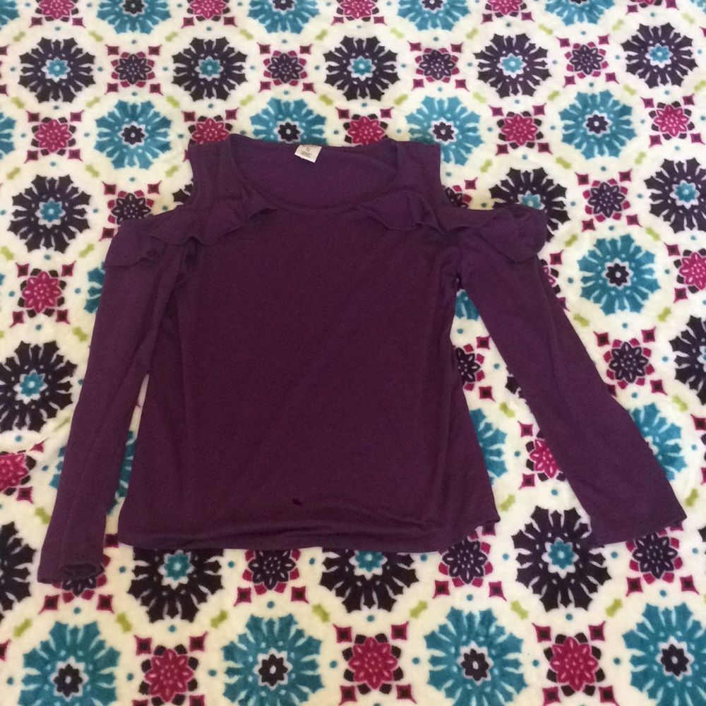 Off the shoulder purple shirt